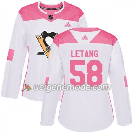 Dame Eishockey Pittsburgh Penguins Trikot Kris Letang 58 Adidas 2017-2018 Weiß Pink Fashion Authentic